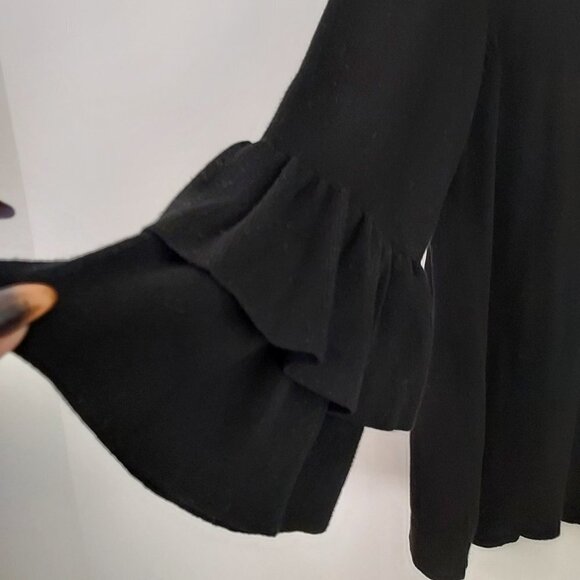 Talbots Double Flounce Sleeve Black Sweater - Picture 7 of 9